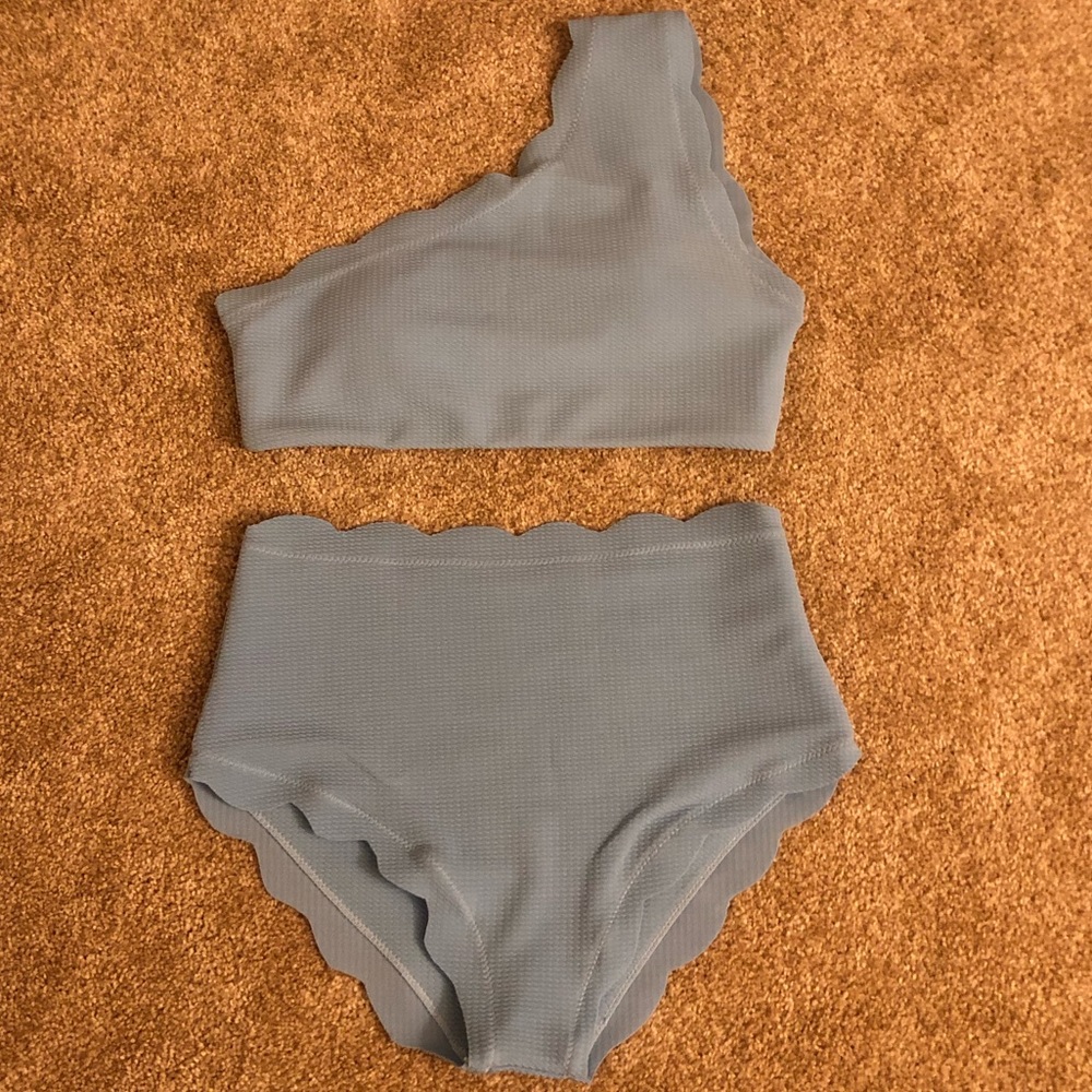 Baby Blue One Shoulder Swimsuit Bikini